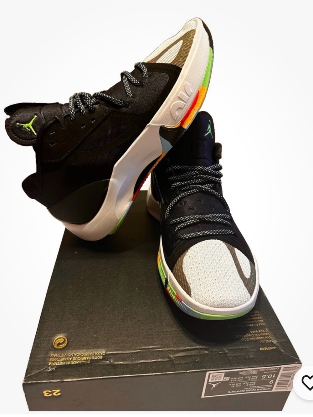 Jordan Zoom Sep Men's Black and White Basketball Sneakers Box Without Lid